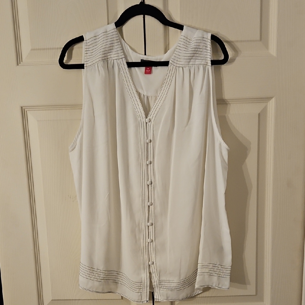 Vince Camuto Sleeveless White Button Down Blouse